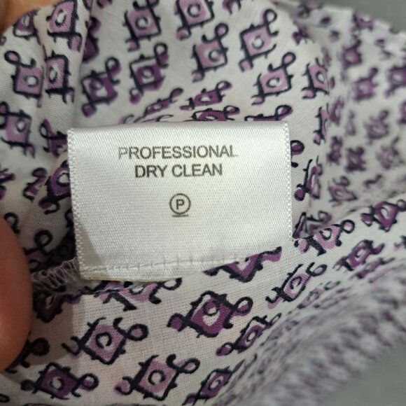 Tory Burch Purple & White Cotton Print with Lace Tunic Top Size 10 - Picture 9 of 9